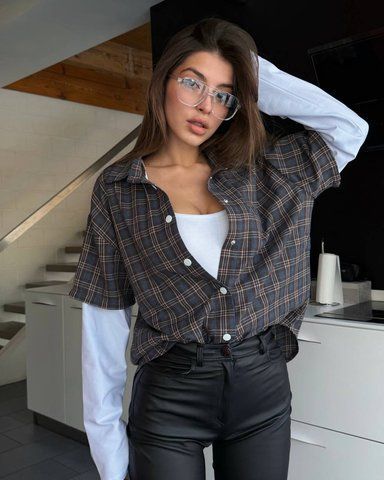 Женская рубашка oversize с объёмными рукавами из турецкого поликотона | Модель 373 373 фото